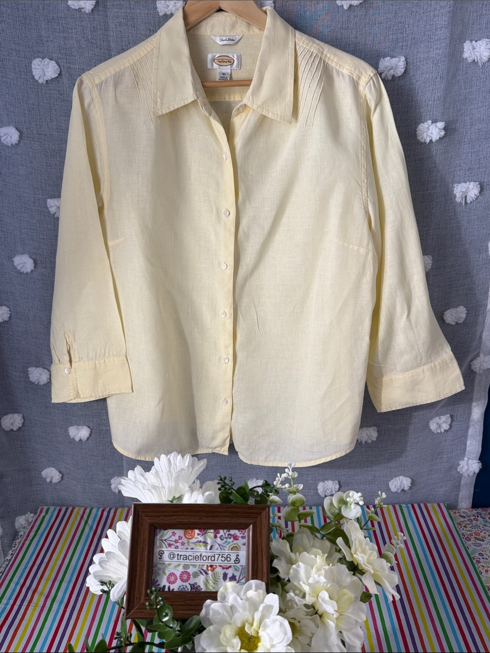 Talbots Soft Lemon Button-Up Collared Blouse